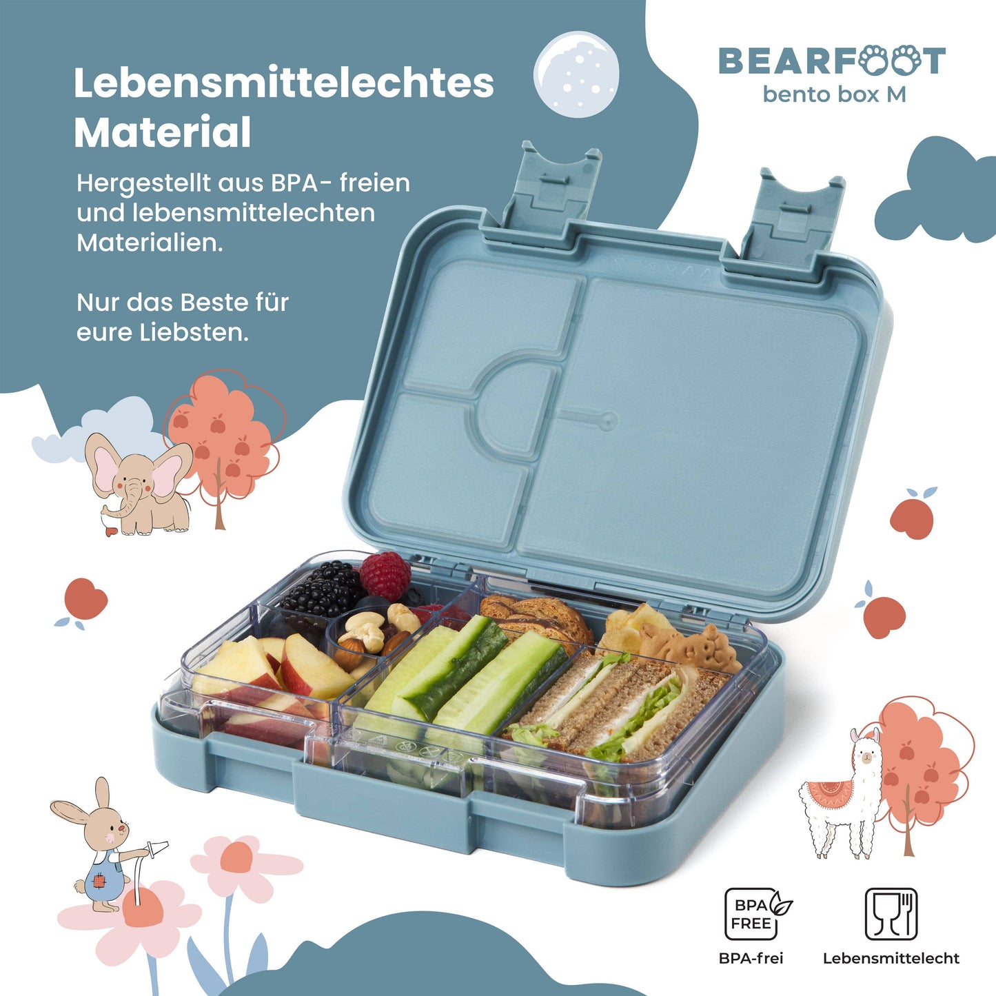 Kinderlunchbox met vakjes, lunchbox, bentobox - graafmachine