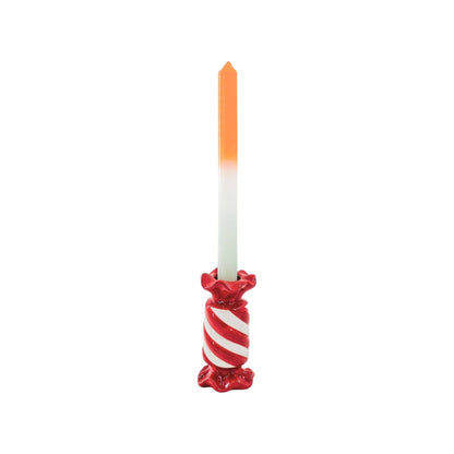 Candlestick - Toffee Candy - Ceramic - Red/White - 7.5x7.5x13 cm