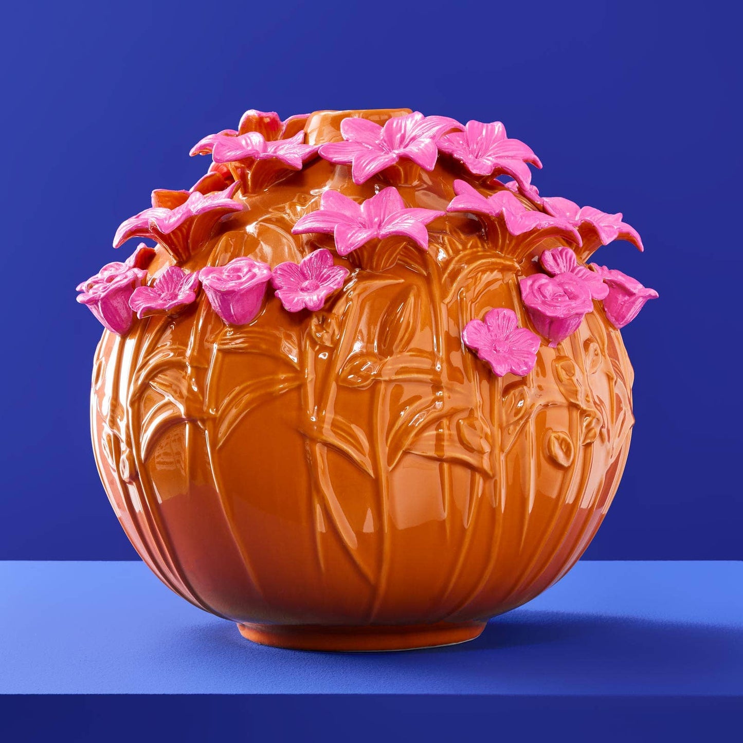 Verano Vase, Orange/Pink Stoneware, 34 x 29.5 cm