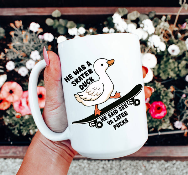 Mok met "Skater Duck"-motief