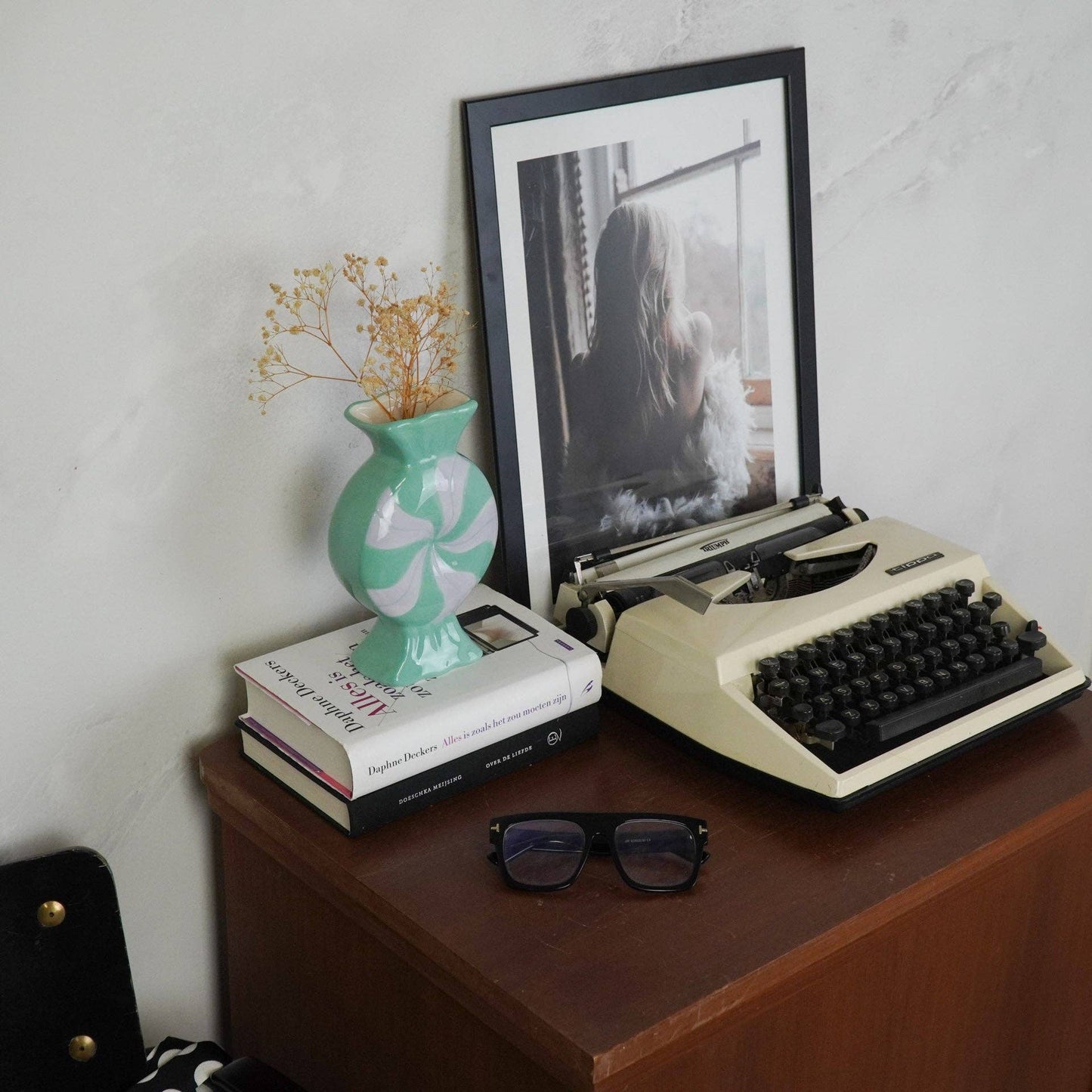 Flower vase - Caramel candy - Ceramic - Lilac/Mint - 12x6.5x20cm