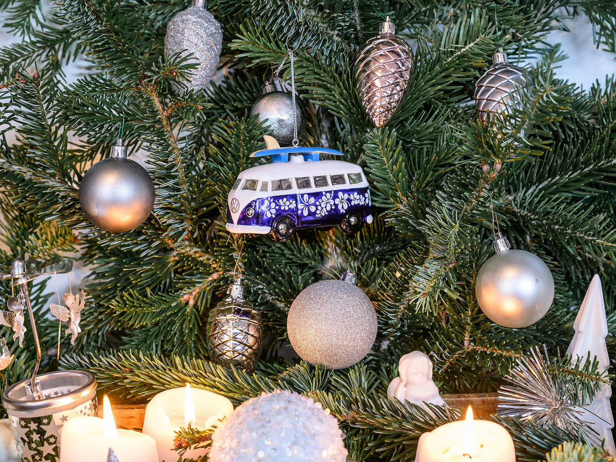 VW T1 Bus Surf Edition Glass Christmas Decoration