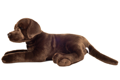 Chocolate brown Labrador plush lying down
