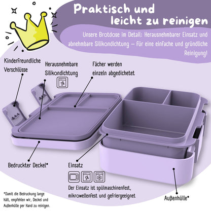 Compartmentalized, leakproof lunch box - Purple Mermaid