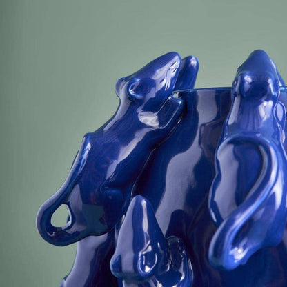 Vase M. Mäuschen, grès bleu cobalt, 23 x 23 x 26 cm