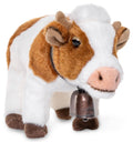 Peluche Vache Blanche Brune Debout avec Grelot