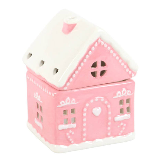 Brûleur à huile de Noël Pink Gingerbread House