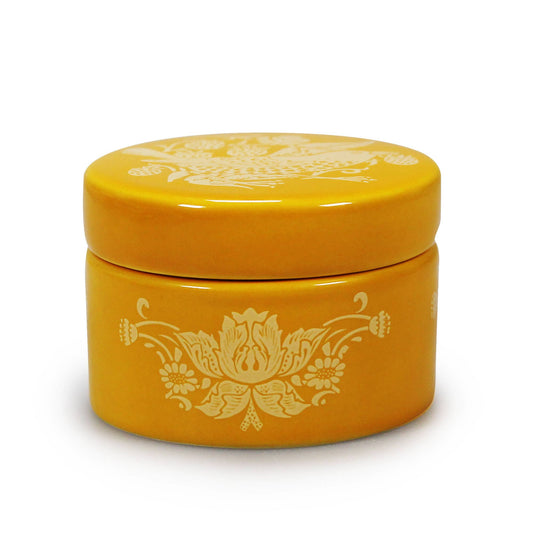 William Morris Strawberry Thief Yellow Ceramic Jewellery Box