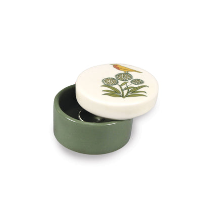 Voysey keramische sieradendoos, botanische tuin, wilde dieren, vogel