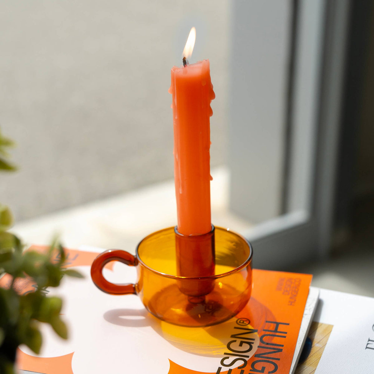 Classic Amber Crystal Candlestick