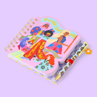 Ruler-shaped notebook for girls &amp; pen