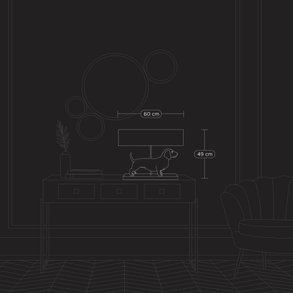 Frank zilver/grijze teckel tafellamp, polyethyleen, 60 x 14 x 48,5 cm