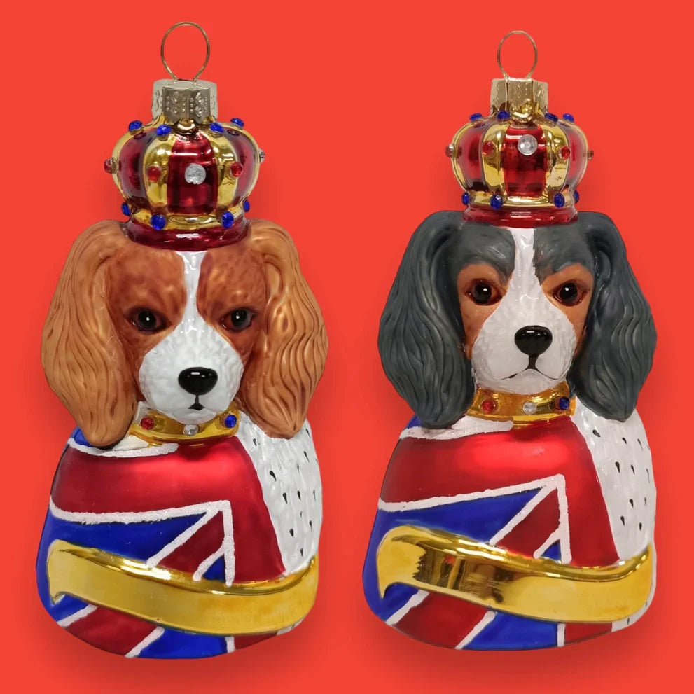 Weihnachtsanhänger Cavalier King Charles Blenheim « God Save the King »