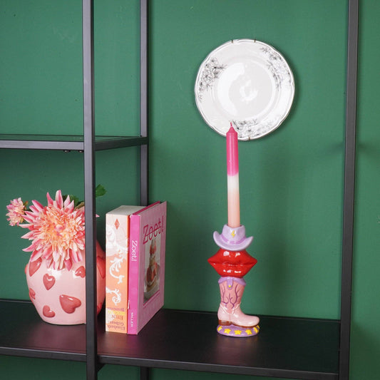 Candlestick - Boot / Lip / Hat - Pink / Red / Lilac - 10x8x20 cm