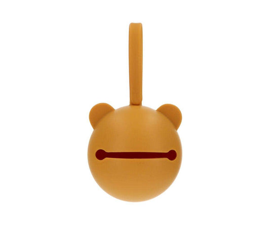 Mustard bear silicone pacifier clip