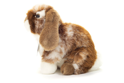 Peluche Lapin assis marron foncé et blanc-