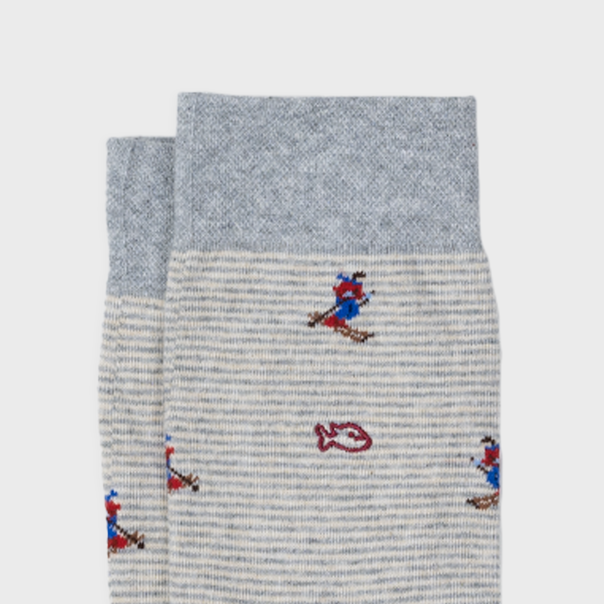 Red Track Patterned Combed Cotton Socks