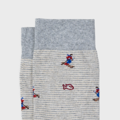 Red Track Patterned Combed Cotton Socks