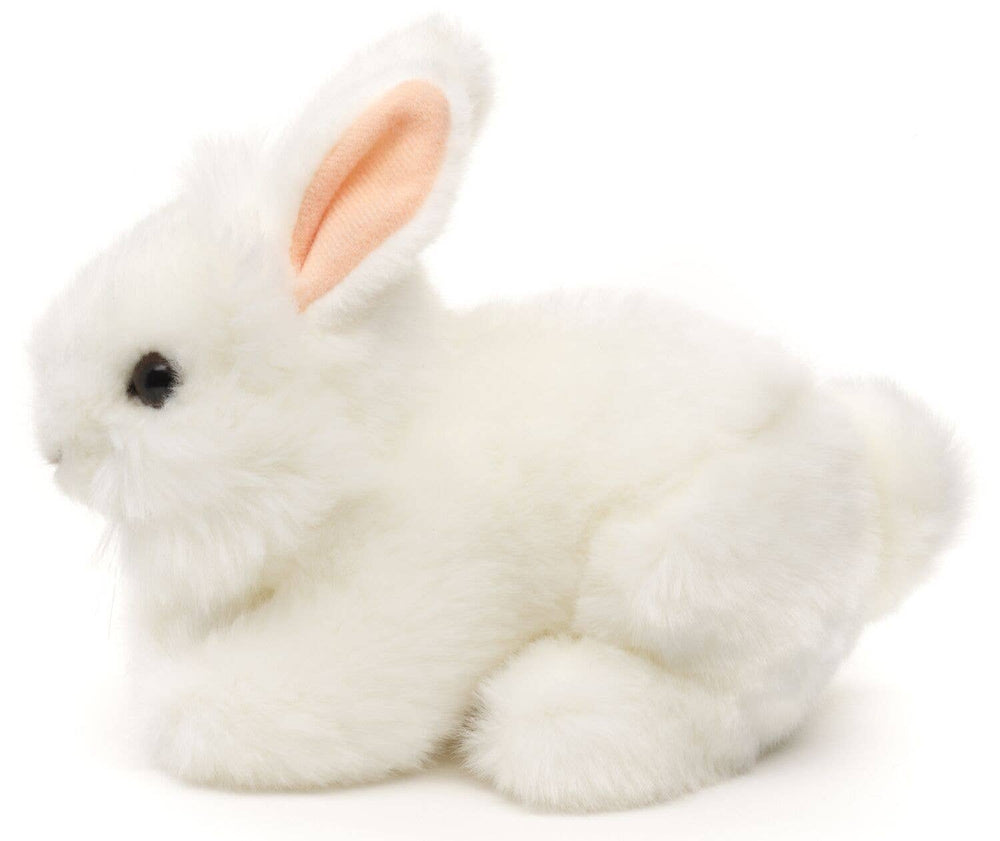 Peluche Lapin Angora Blanc Couché