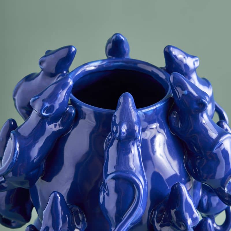 Vase M. Mäuschen, grès bleu cobalt, 23 x 23 x 26 cm