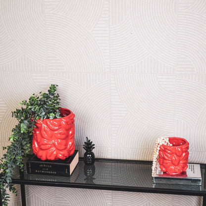 Bloempot - Kusjes - Keramiek - Rood - 17,5x17,5x17,5 cm
