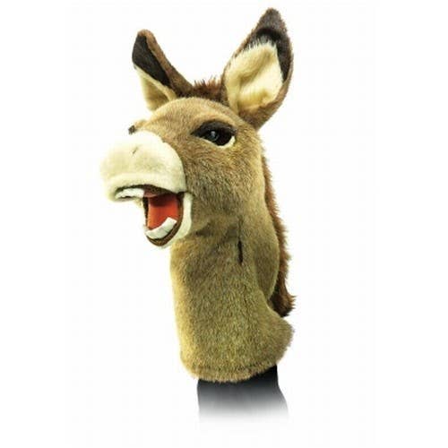 Hand puppet of a donkey for a puppet theatre