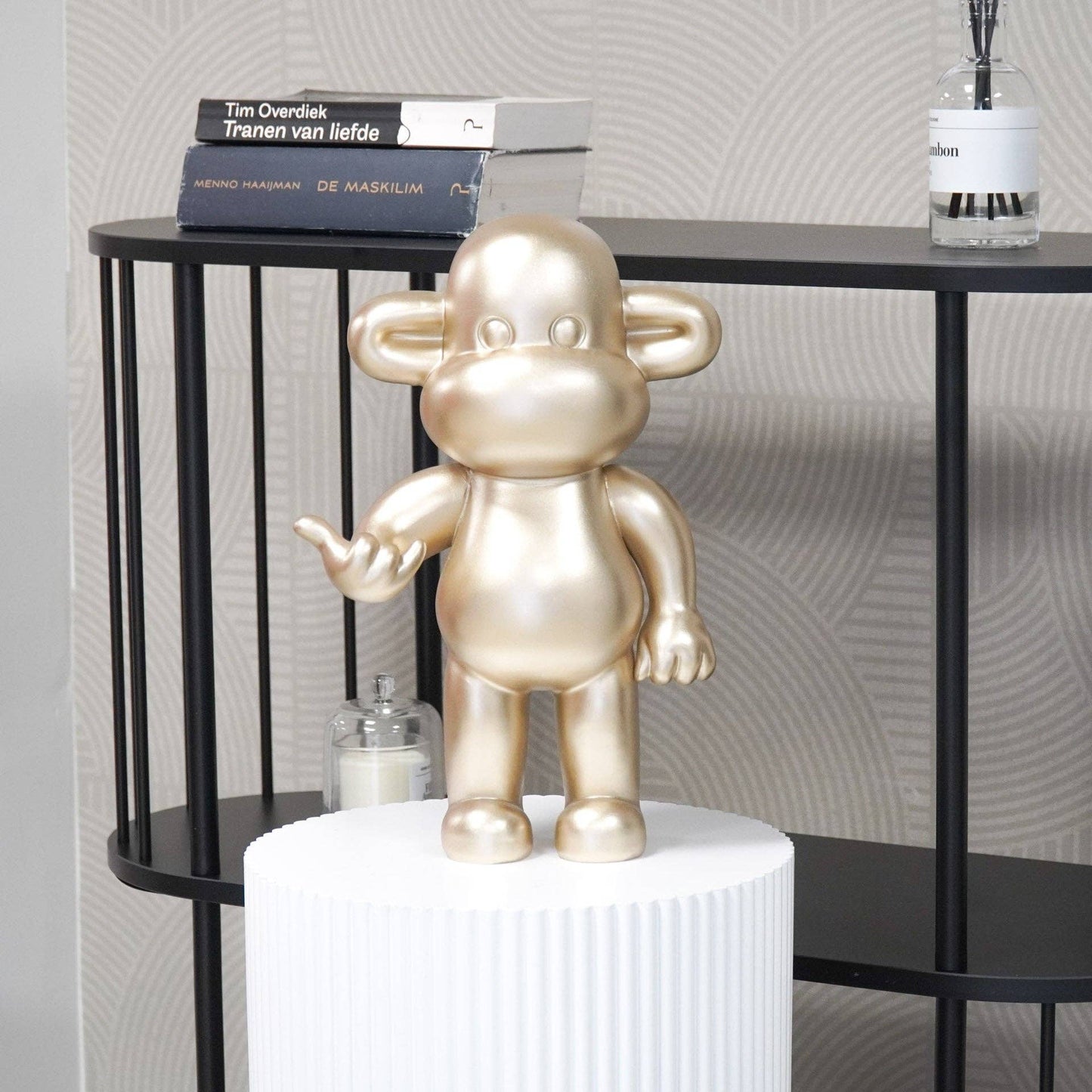 Decoratief ornament - Hangend apenbeeldje 'De Legende' - Polyresin - Goud - 33x21x50cm