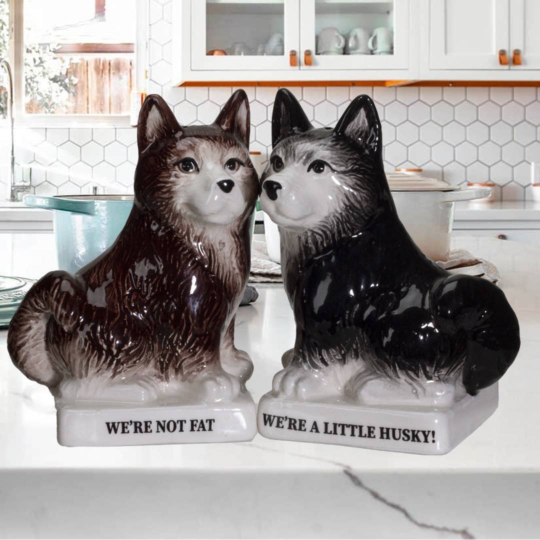 Huskies Salt and Pepper Shaker Set Not Fat