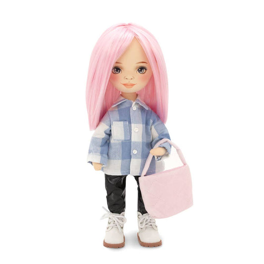 Billie-pop met geruit shirt, 32 cm