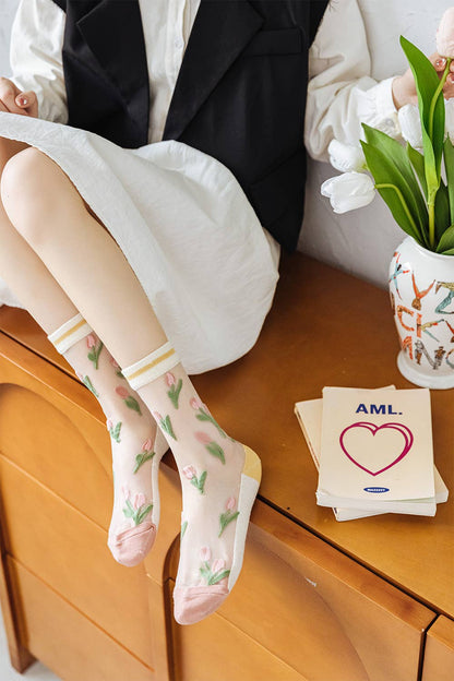 Doorzichtige tulpensokken