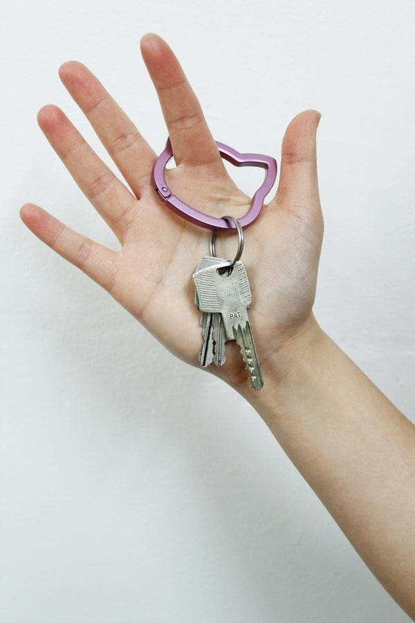 Pink and turquoise cat carabiners set