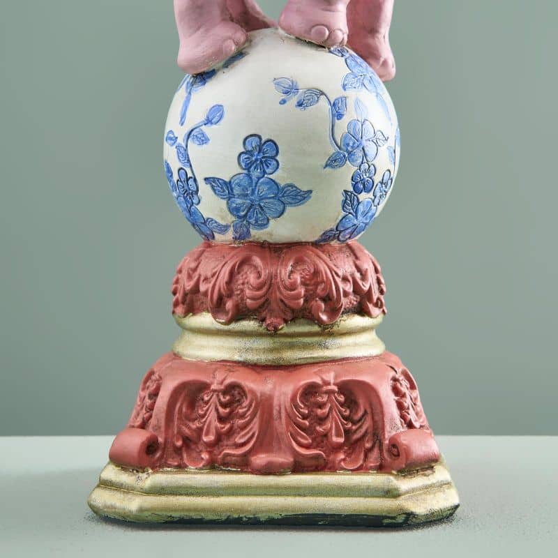 Bird on Elephant Candle Holder, Pink Resin, 13 x 9 x 30.5 cm