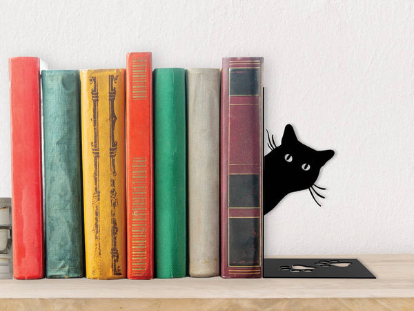 Black Cat Metal Bookends