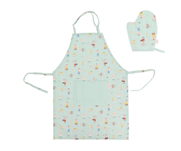 Ensemble tablier et manique Les Trois Petits Cochons