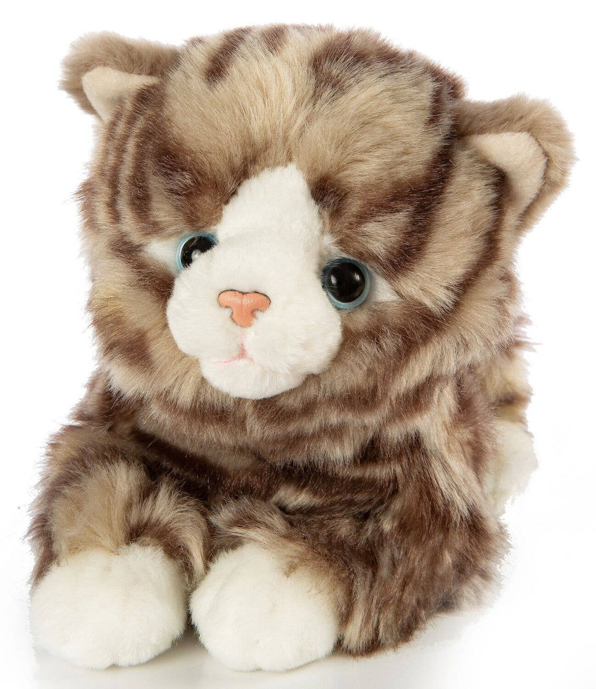 Lying grey tabby cat plush