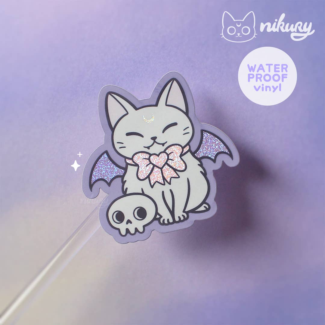 Meowgical Cat Bat Glitter Stickers