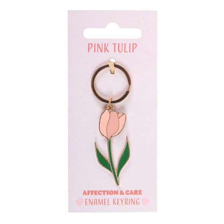 Roze tulp sleutelhanger
