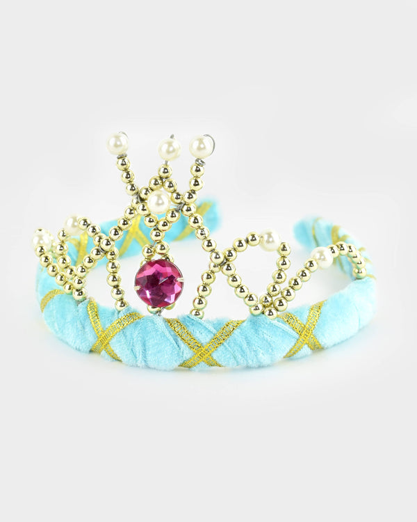 Light blue velvet tiara 14 cm