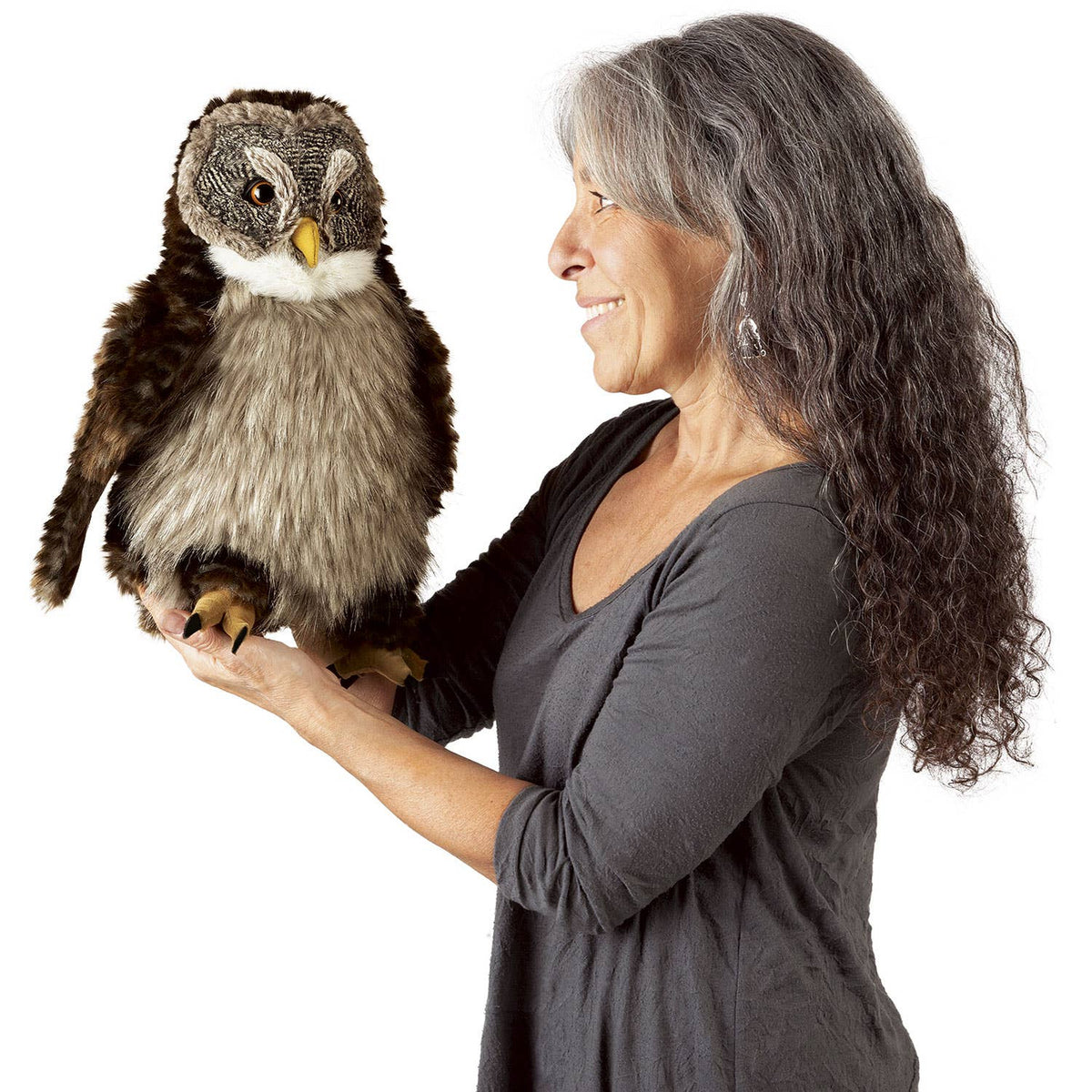 Owl hand puppet with "Huhu effect"