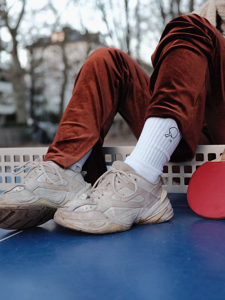 Chaussettes tennis de table Charles brodées main
