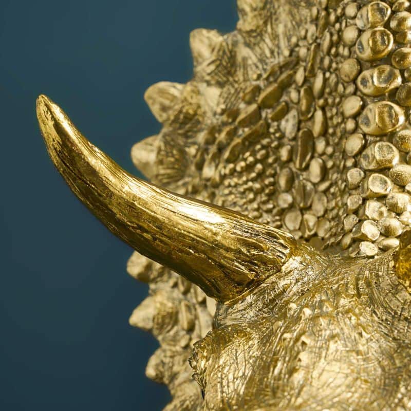 Triceratops Cera Gold wandlamp, hars, 31,5 x 28,5 cm