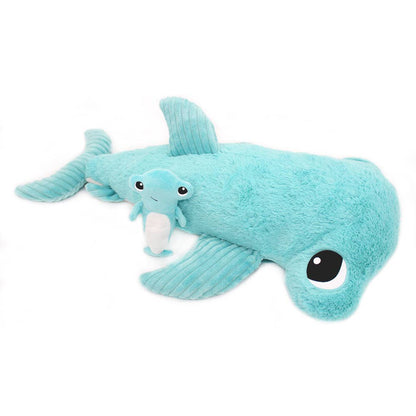 Peluche Ptipotos Maman et Bébé Requin Marteau - Bleu Aqua