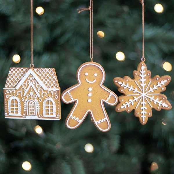 Set van 3 kerstdecoraties om op te hangen in de vorm van peperkoek.