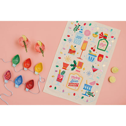 Spirits Bright Christmas Decorative Tea Towel
