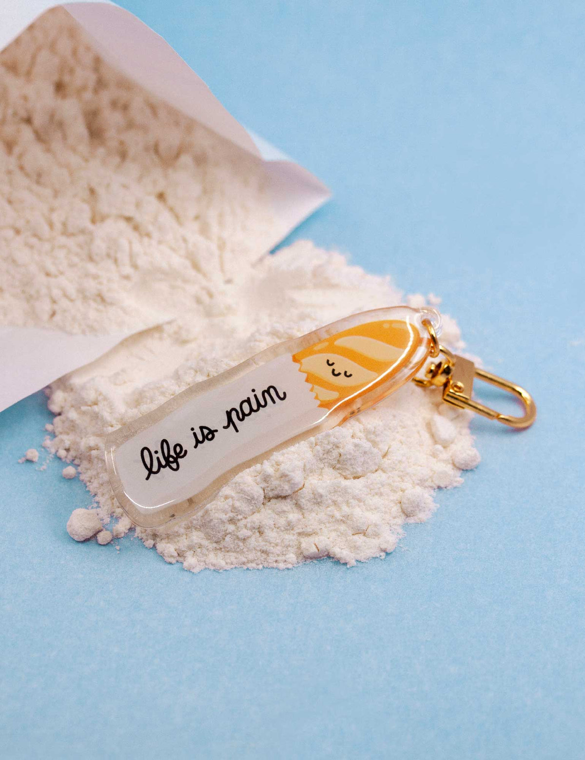 Acrylic Baguette Keychain "Life is Pain"