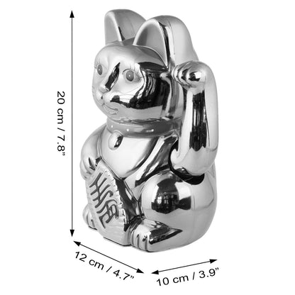 Maneki-neko gelukskat, golvende kat, 20 cm, wit