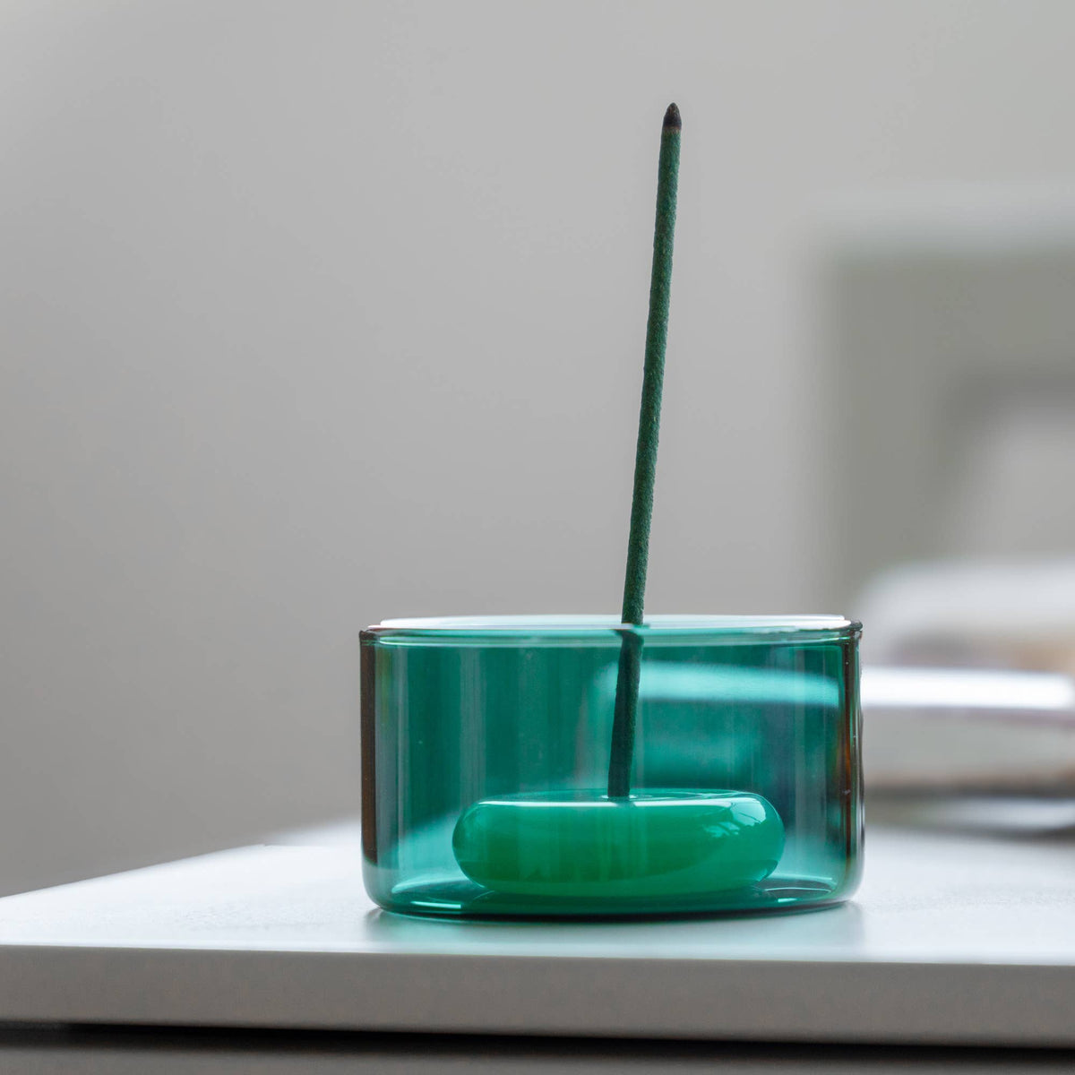 Green Glass Incense Burner