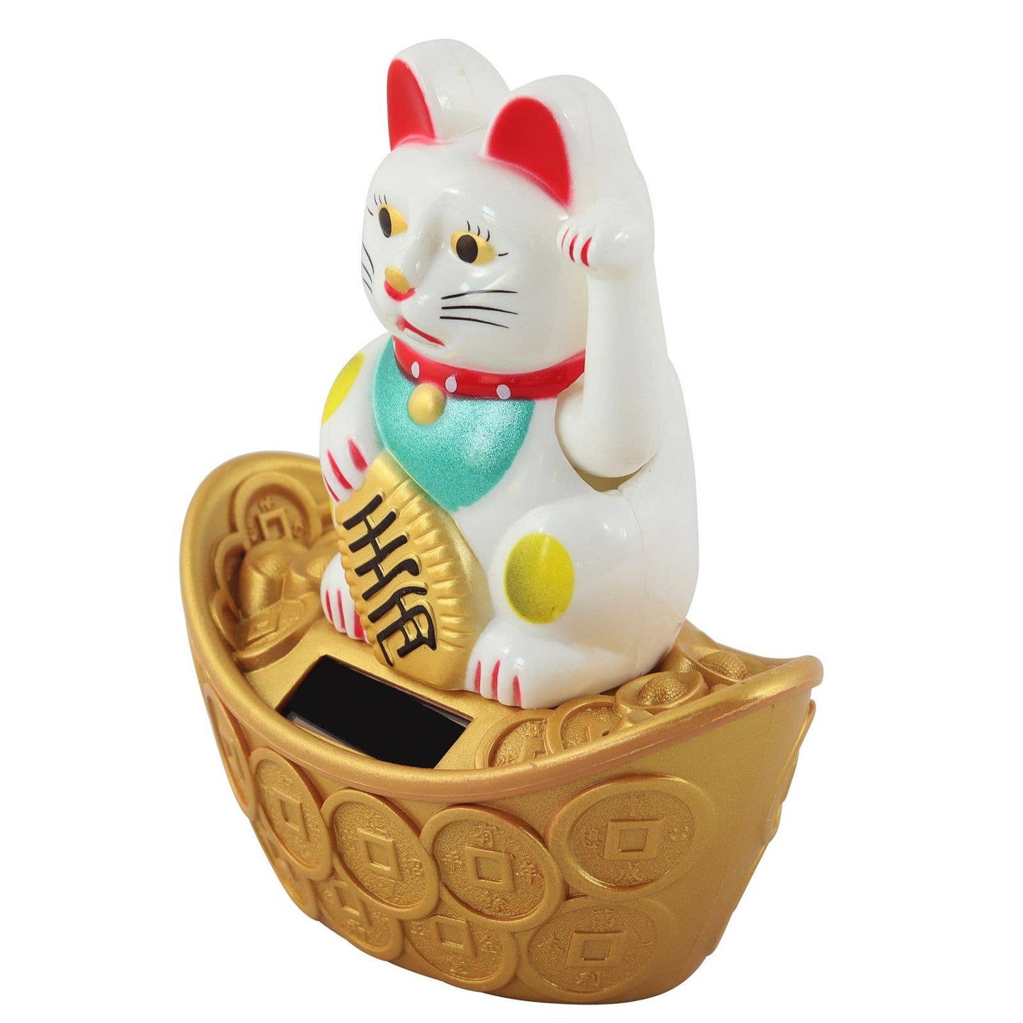 White Solar Lucky Cat 10cm