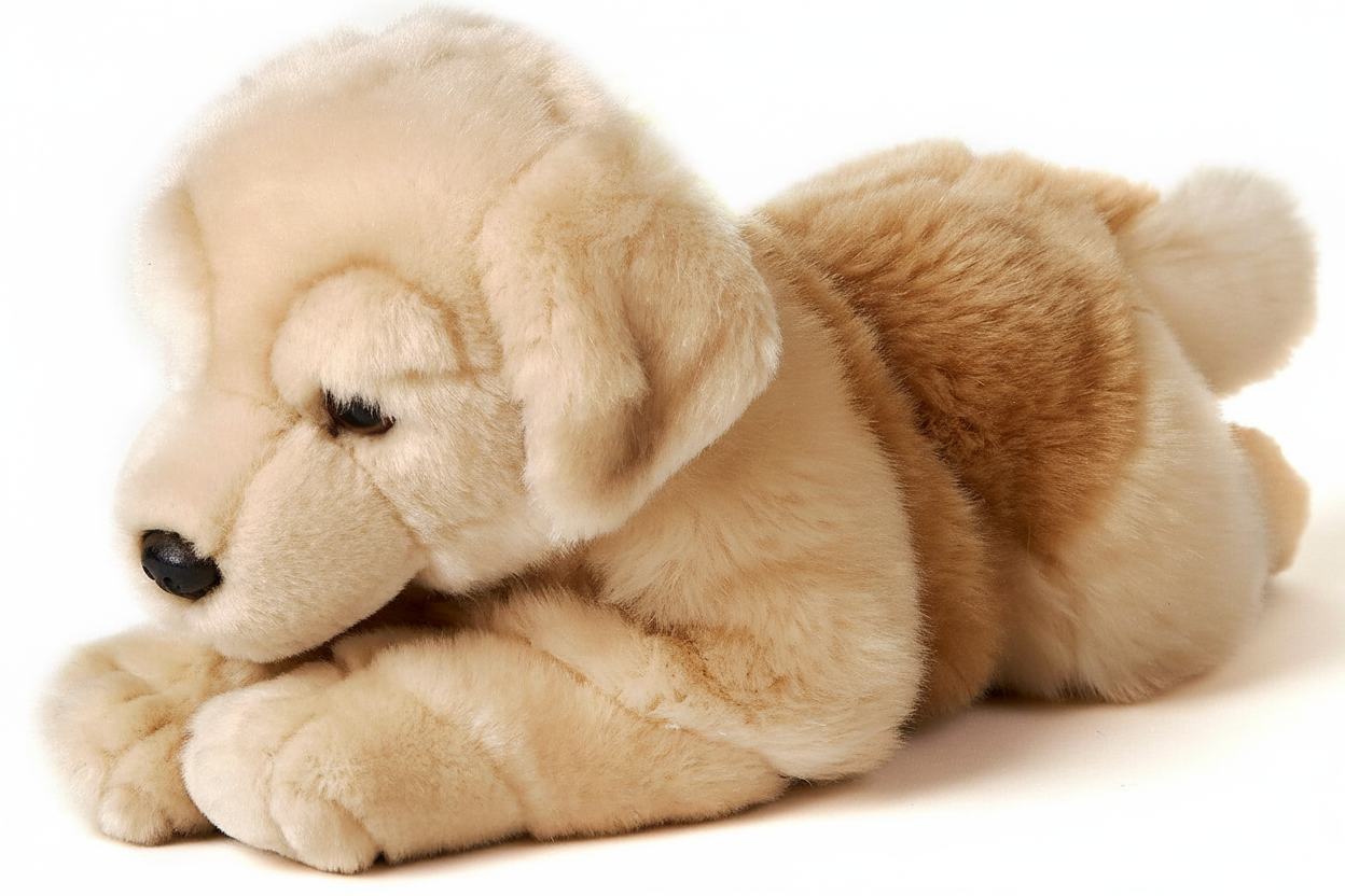 Golden Retriever plush toy, lying down