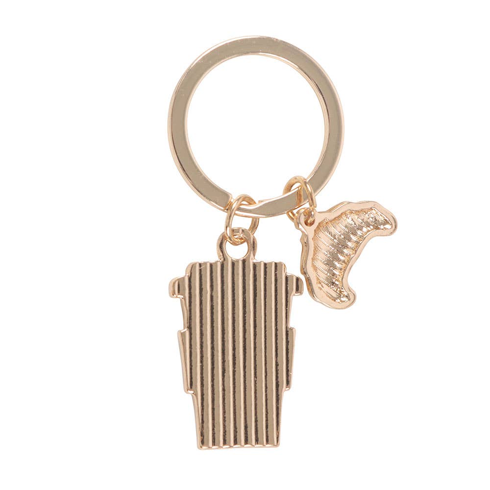 "Coffee and a Friend" Croissant Keychain